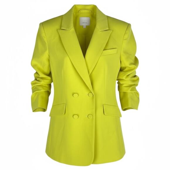 Cinq a Sept Kris Double Breasted Blazer Jacket Pineapple Yellow  Size 2 - Picture 3 of 10
